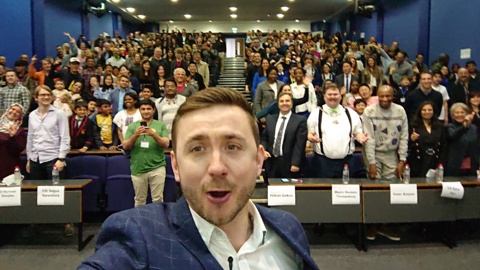 Kevin Durham with a full lecture theatre of delegates at an education conference